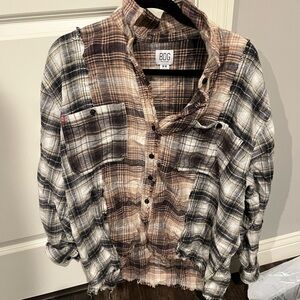 BDG Casual Oversize Flannel Black and Brown